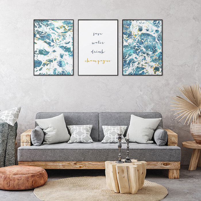 plakaty na ścianę - galeria ścienna - morskie fale, morze, morski błękit, sztorm