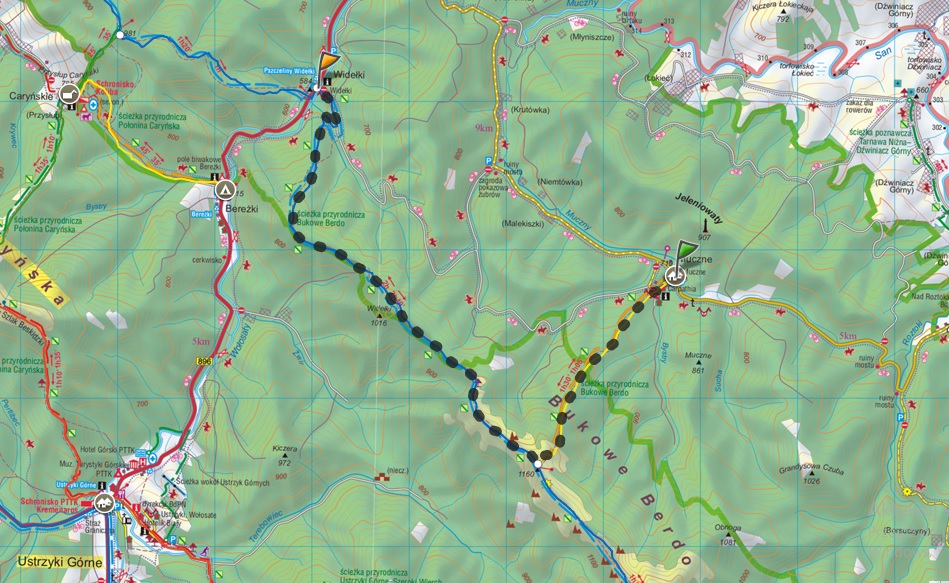 mapa bieszczad połoniny