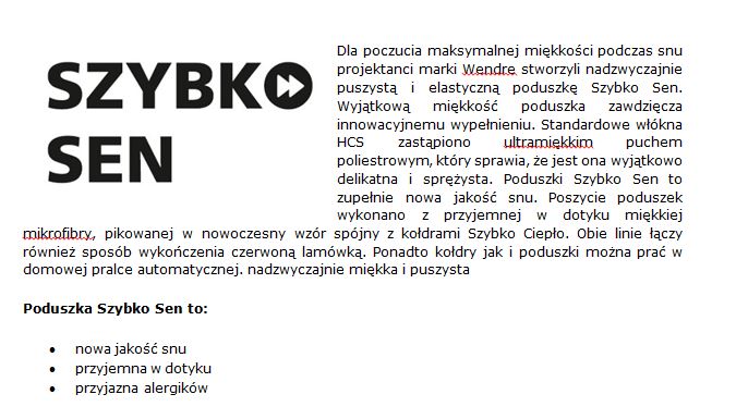 poduszka szybko sen