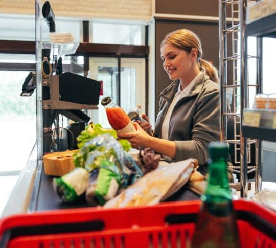 gdzie szukać najlepszych promocji zakupy najraniej lidl czy najtaniej jest w biedronce kobieta robi zakupy w markecie